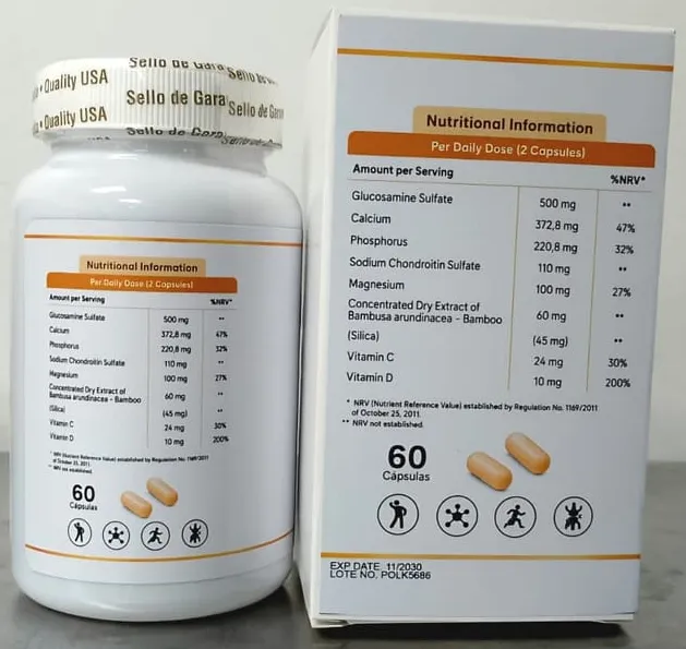 Etiqueta con la tabla nutricional de Calcitrin Gold