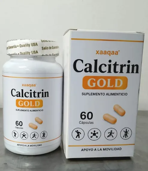 Sello de garantía Quality USA en la tapa de Calcitrin Gold